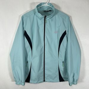 New Balance Full Zip Windbreaker Jacket Womens Size 1X XL Light Blue Mesh Lined